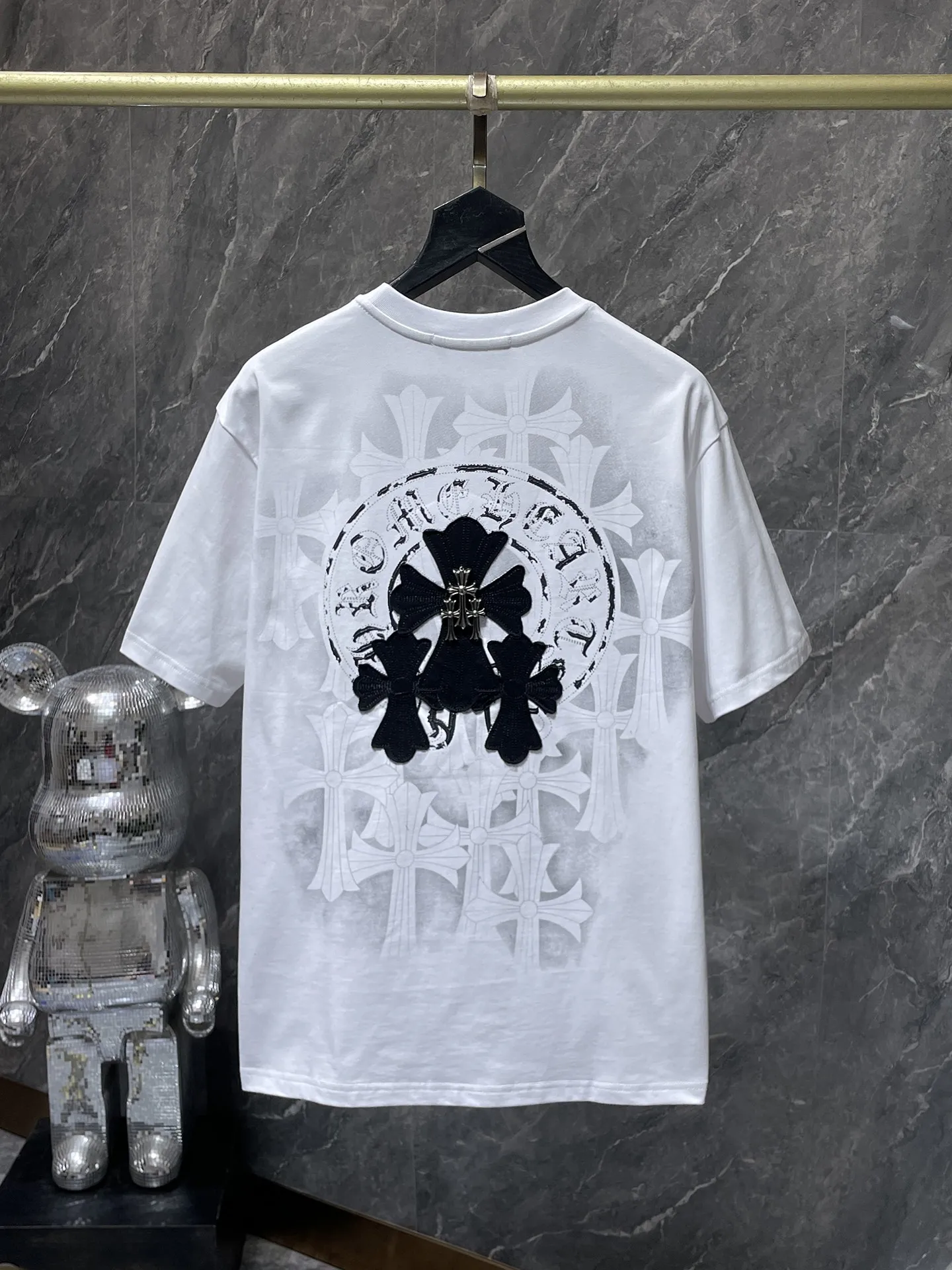 P170 New Chrome Hearts 25ss willow inkjet high version for summer! High weight, environmentally friendly and high-quality top-quality fabric 280g Crow cross patch embroidery spray-painted foam short sleeves. Counter synchronization. 1:1 replica version. Recommended colors: white, black